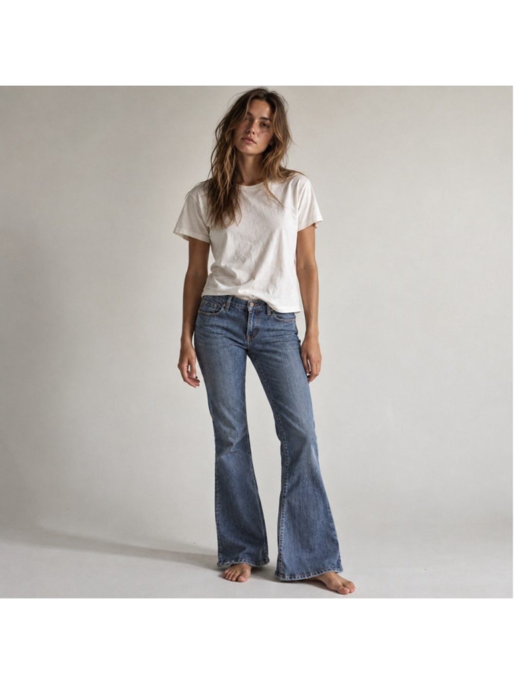 Abercrombie & Fitch Low Rise Flare Jeans Vintage Sz 12 Raw Hem
